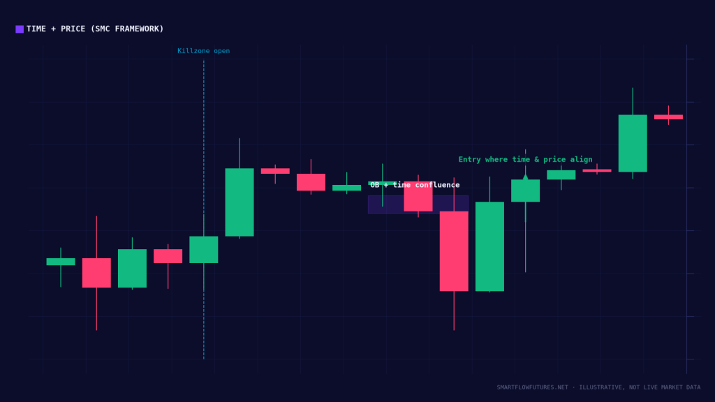Diagram illustrating time and price confluence — SmartFlow Futures