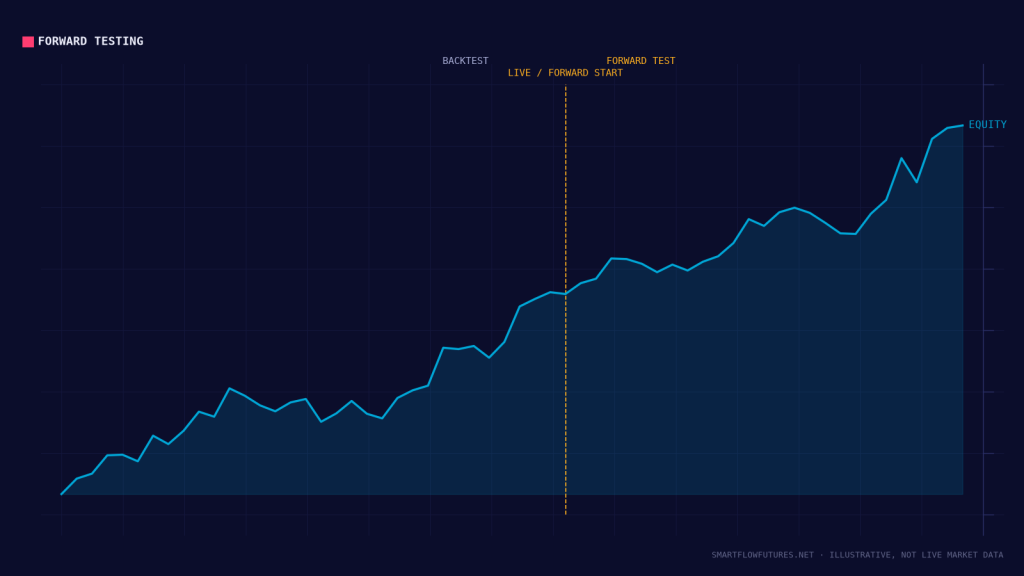 Diagram illustrating a strategy equity curve — SmartFlow Futures