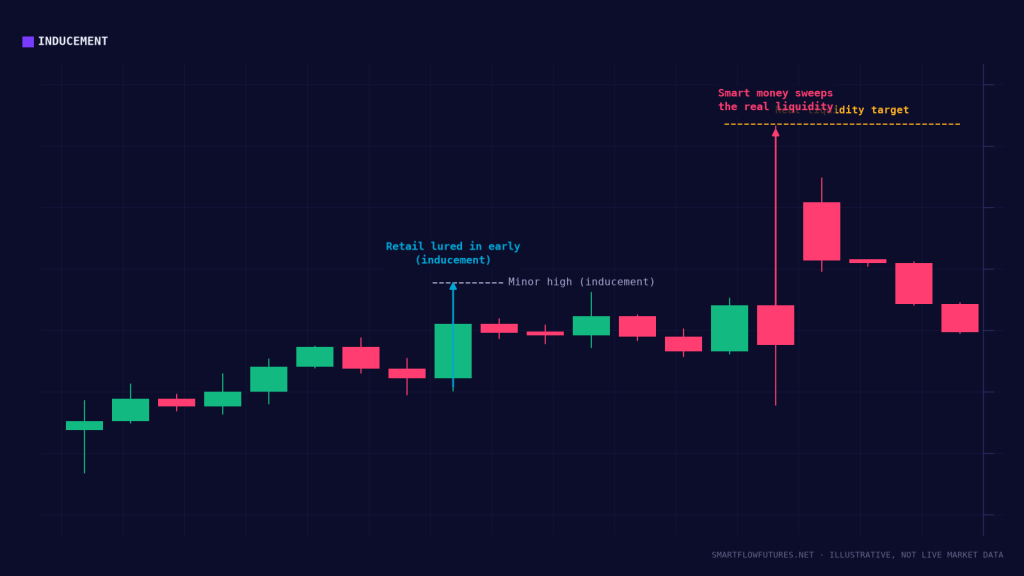 Diagram illustrating inducement before a liquidity grab — SmartFlow Futures