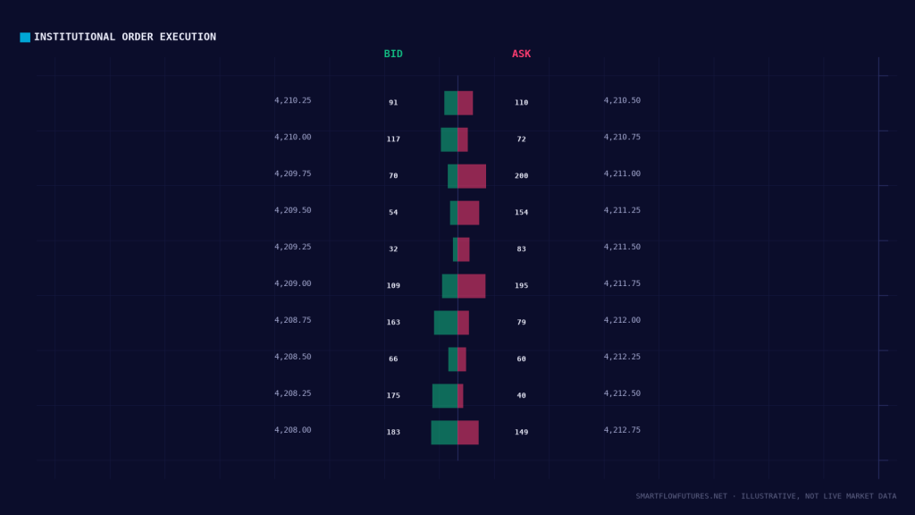 Diagram illustrating the depth-of-market ladder — SmartFlow Futures