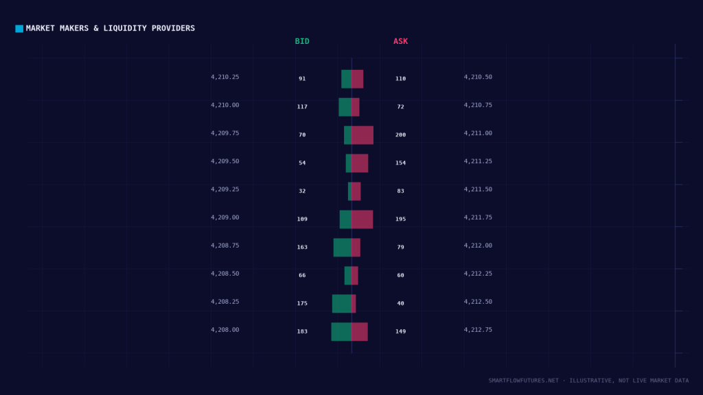 Diagram illustrating the depth-of-market ladder — SmartFlow Futures