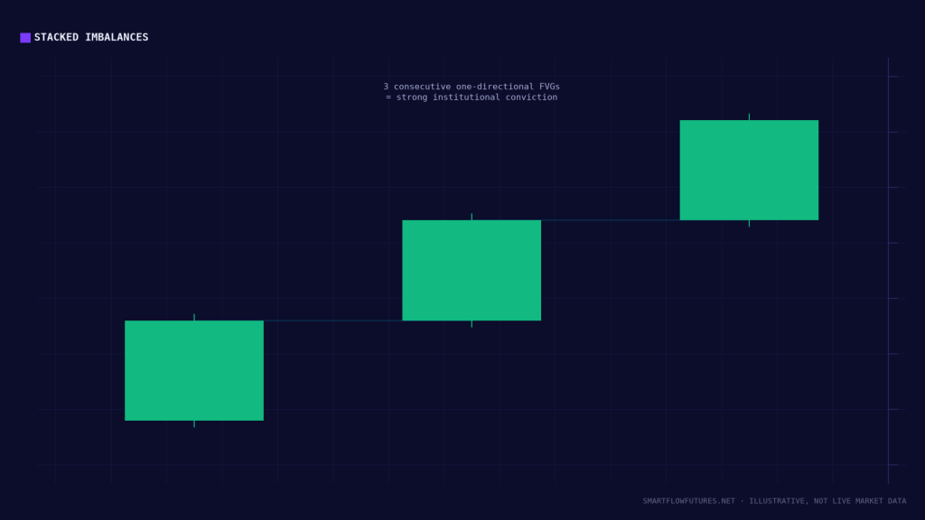 Diagram illustrating stacked imbalances — SmartFlow Futures