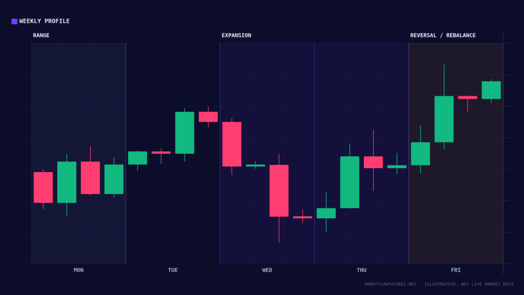 Diagram illustrating a weekly price profile — SmartFlow Futures